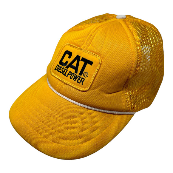 Unknown Other - Vintage CAT Diesel Power SnapBack Truckers Style Hat Yellow with White Rope Mesh